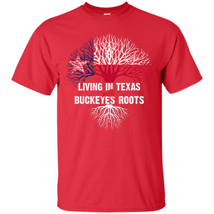 Living In Texas With Buckeyes Roots Texans Shirt Red