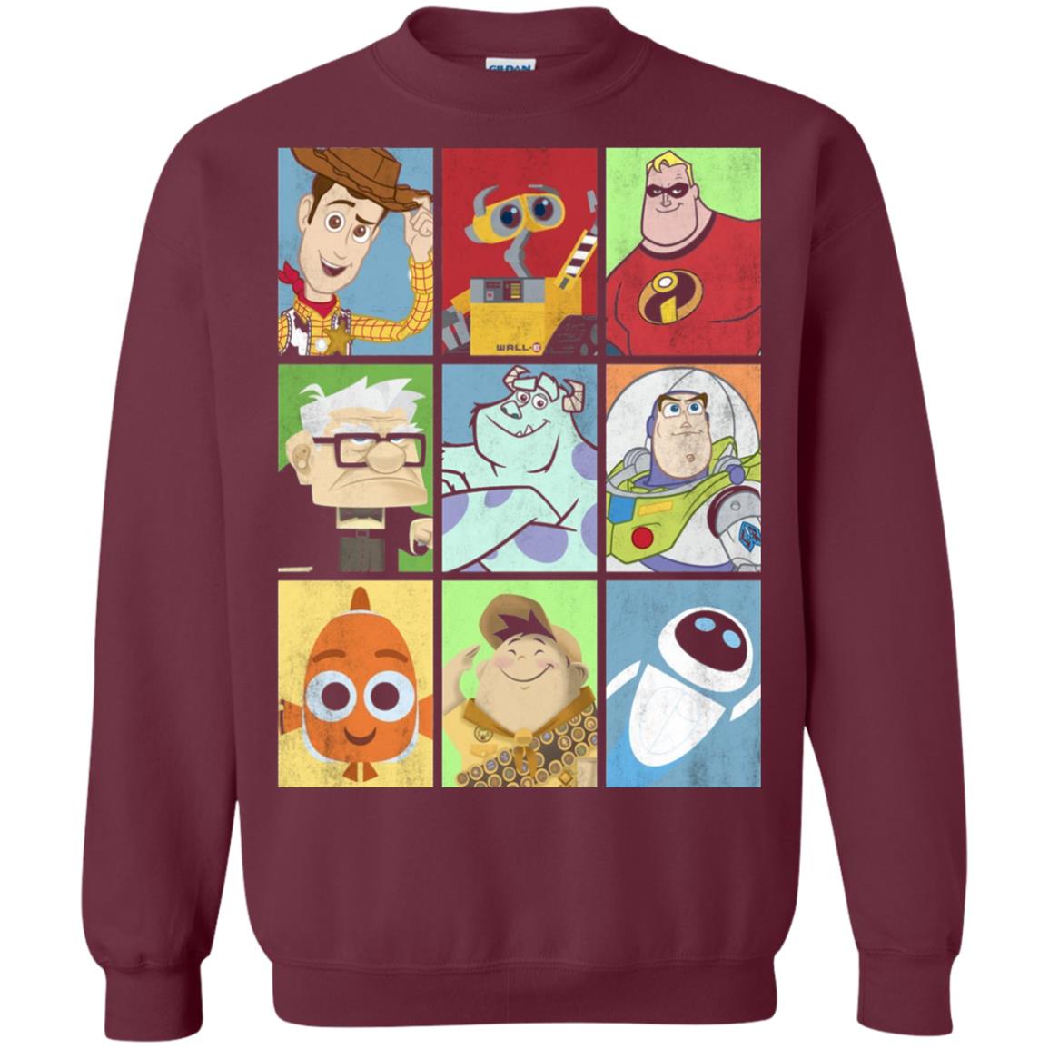 Epic Boxed Up Line Up Character Graphic T-shirt Maroon