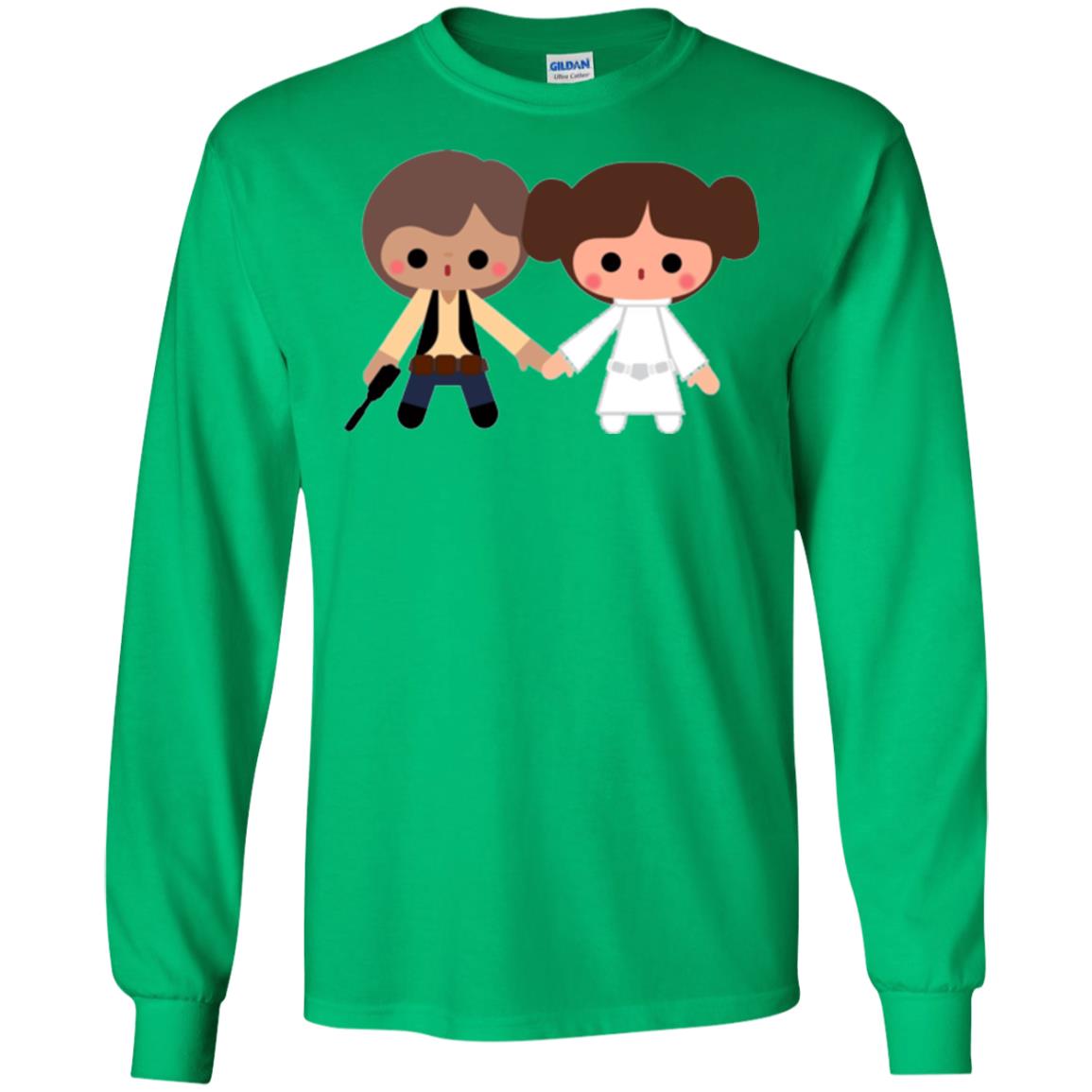 Cartoon T-shirt Han Solo Princess Leia Irish Green