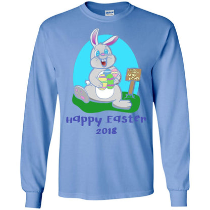 Easter Bunny Stop Here Funny Easter Day T-shirt Carolina Blue