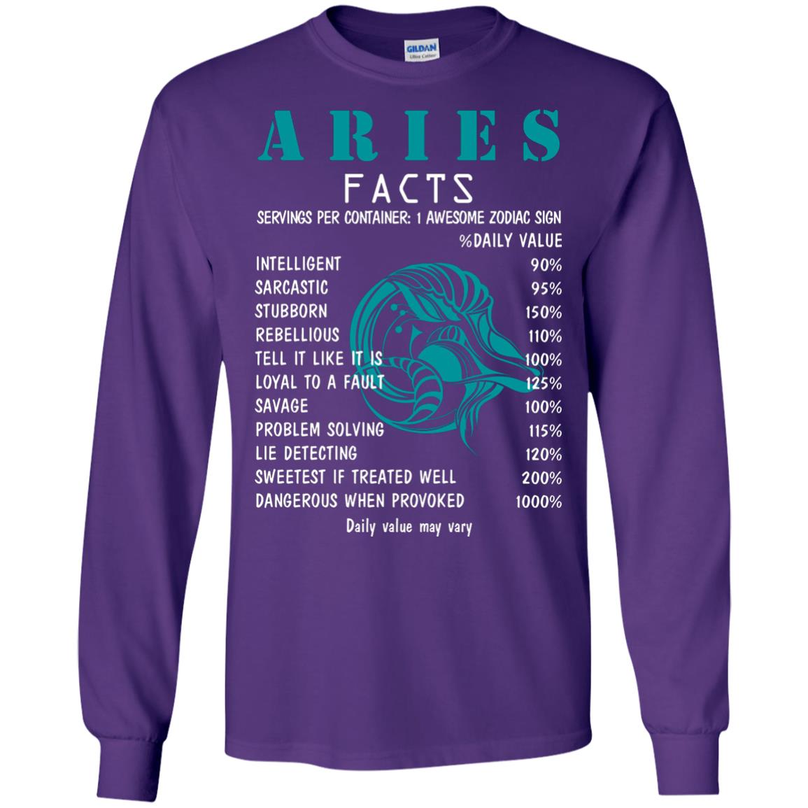Aries Facts 1 Awesome Zodiac Sign Gift Shirt For Aries Horoscope Purple