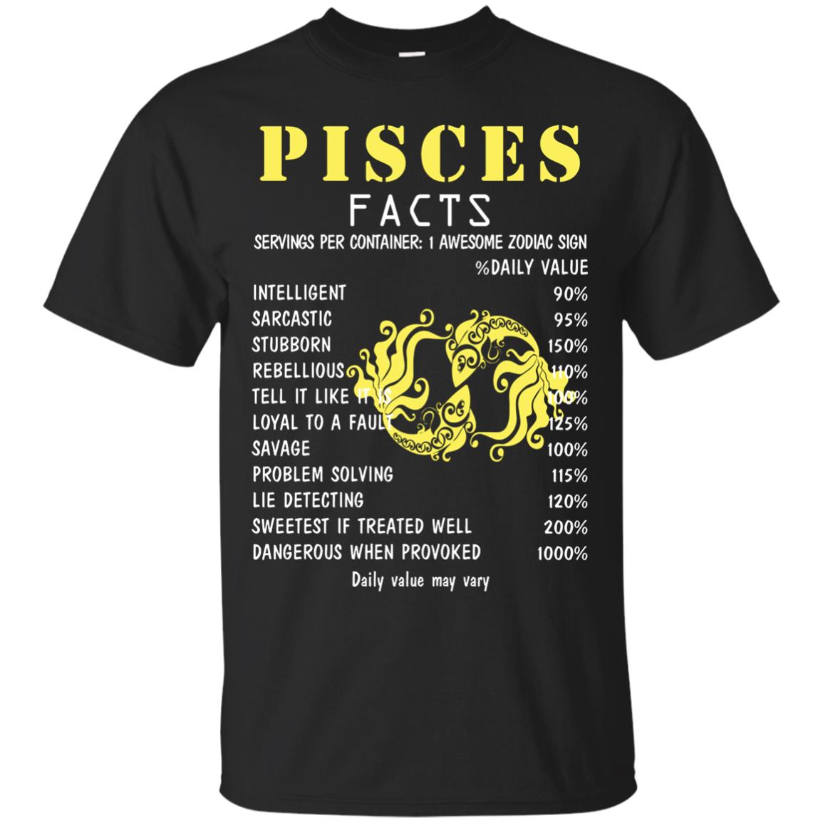 Pisces Facts 1 Awesome Zodiac Sign Gift Shirt For Pisces Horoscope Black