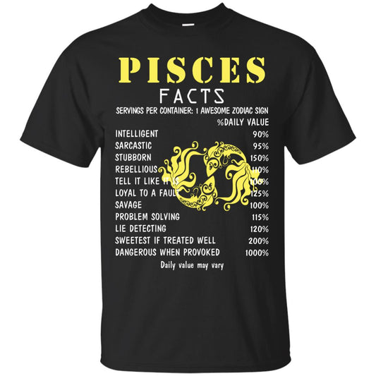 Pisces Facts 1 Awesome Zodiac Sign Gift Shirt For Pisces Horoscope Black