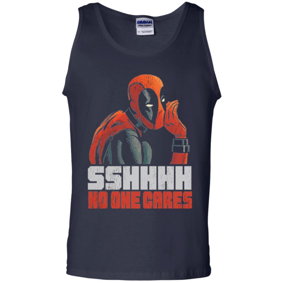 Marvel Deadpool T-shirt Sshhhh No One Cares Whisper Graphic Navy