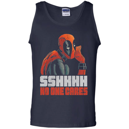 Marvel Deadpool T-shirt Sshhhh No One Cares Whisper Graphic Navy