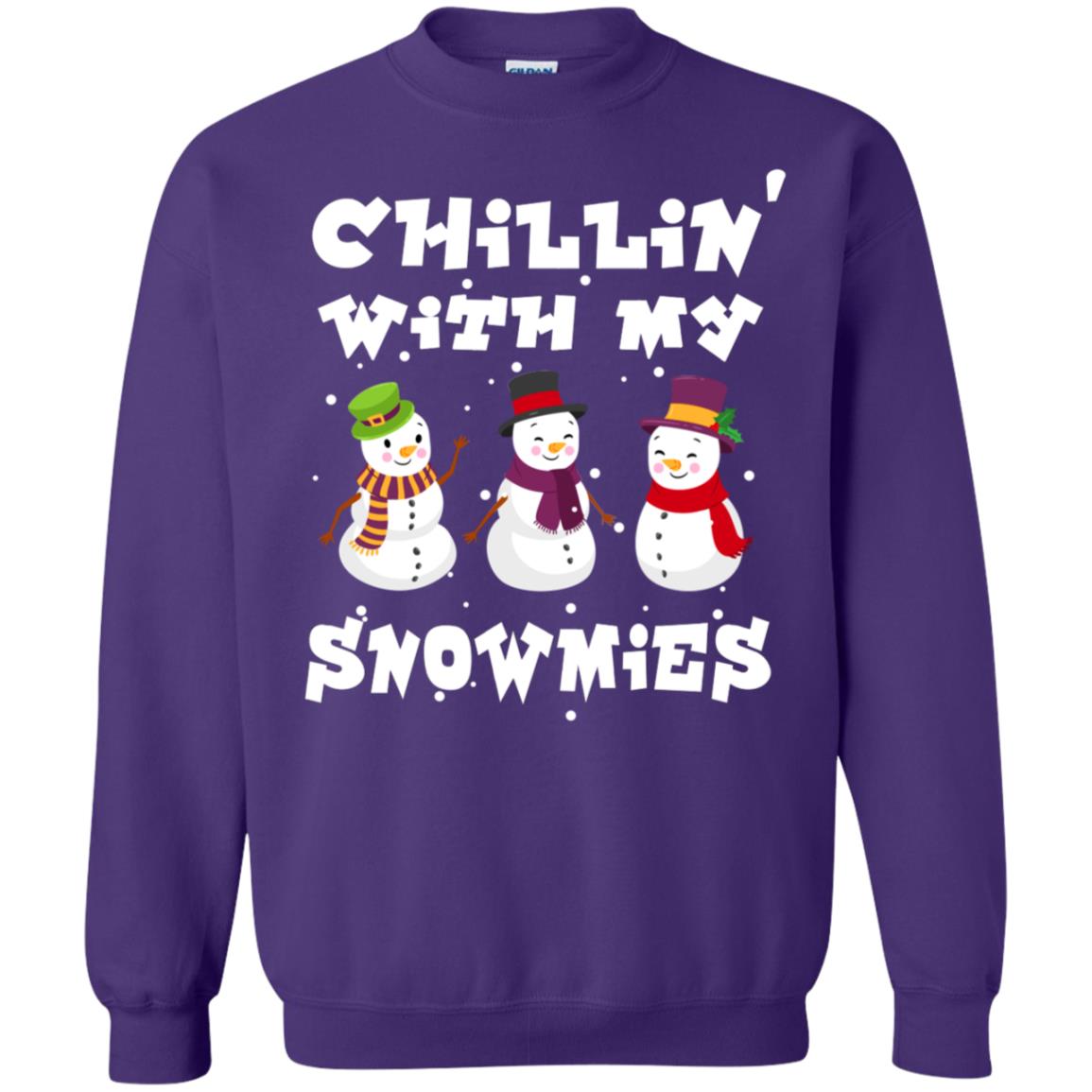 Chillin' With My Snowmie Snowman X-mas Gift Shirt For Mens Womens Kids Purple