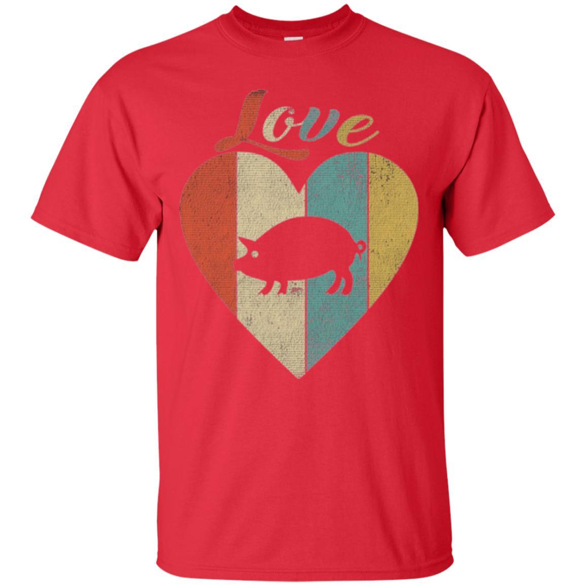 Beautiful Vintage Retro Pig Lover T-shirt Red