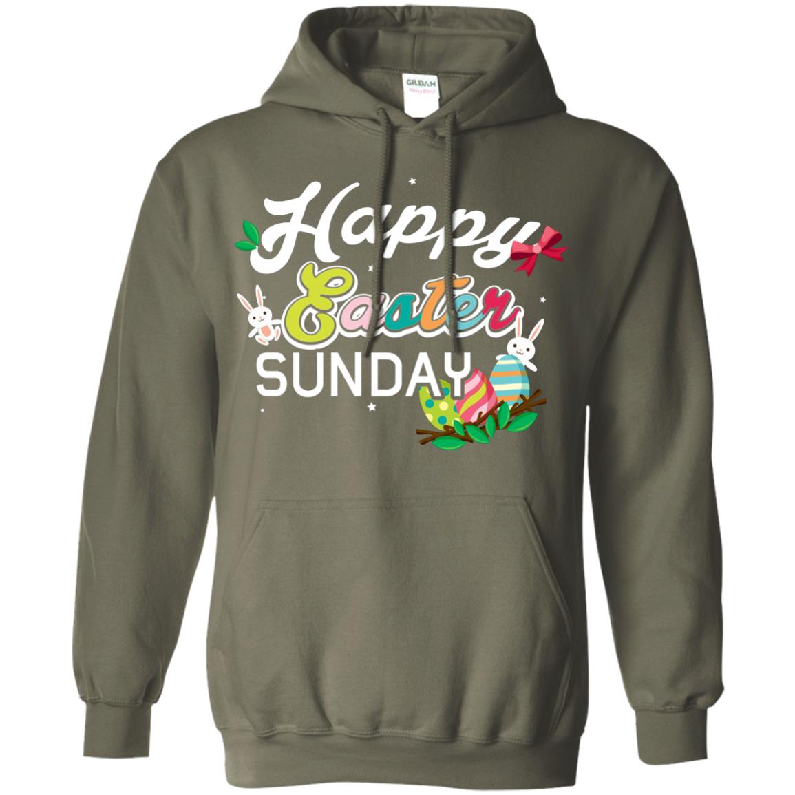 Christian T-shirt Happy Easter Sunday Military Green