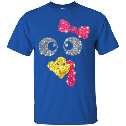 Thanksgiving T-shirt Turkey Face Girl T-shirt Royal