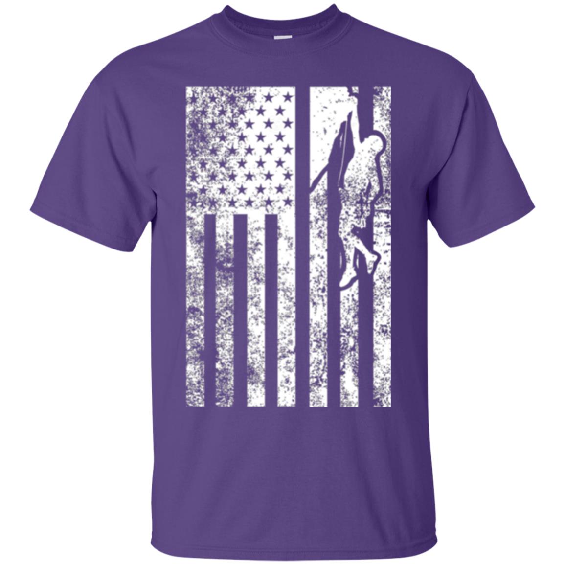 Rock Climbing T Shirt - Rock Climbing Flag Of United States T-shirt Purple