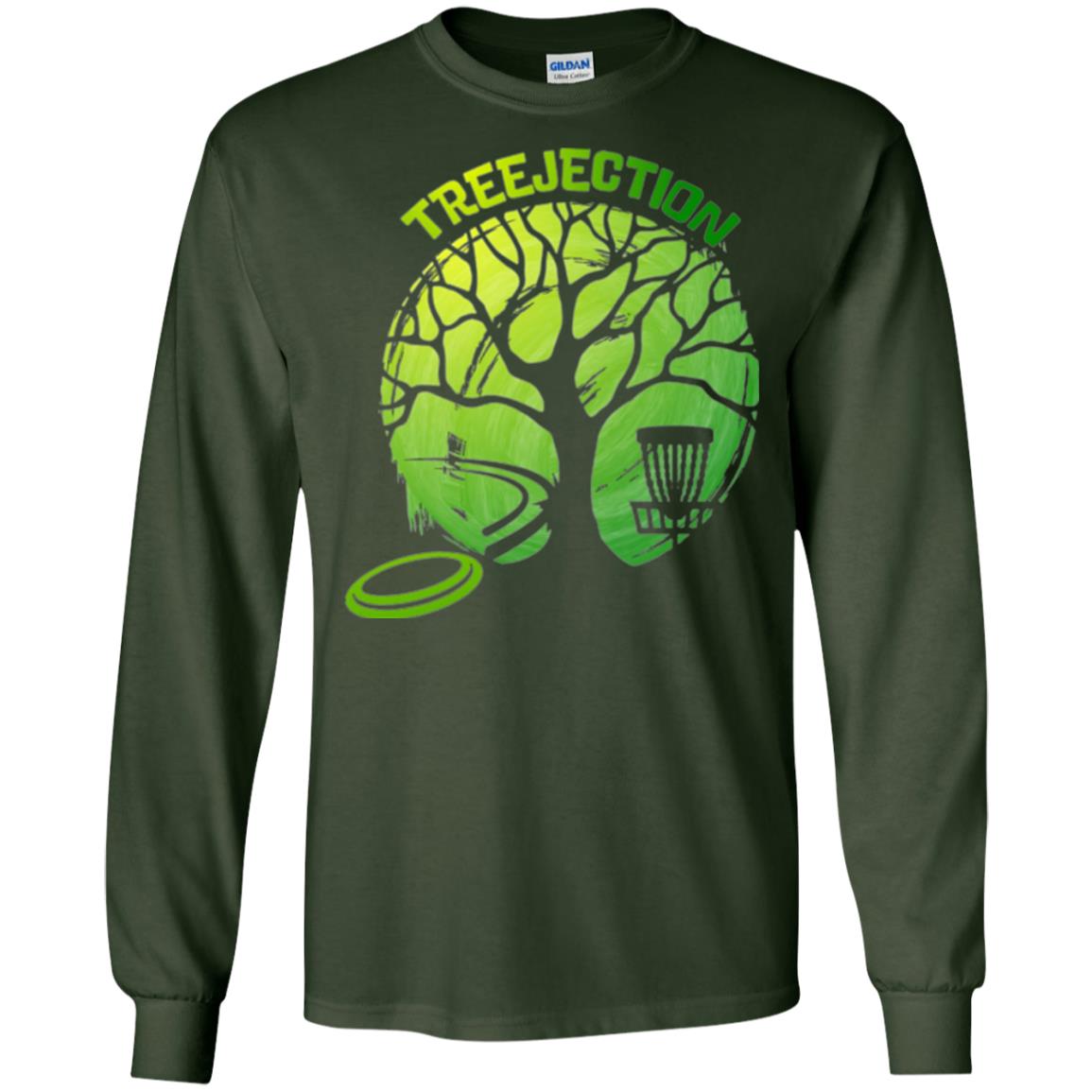 Funny Disc Golf T-shirt Treejection Forest Green