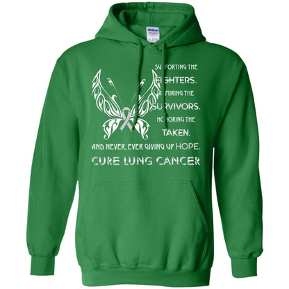 Supporting The Fighters Admiring The Survivors Honoring The Taken And Never Ever Giving Up Hope Cure Lung Cancer Irish Green