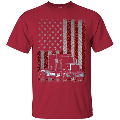 Trucker T-shirt Truck Driver American Flag Cardinal