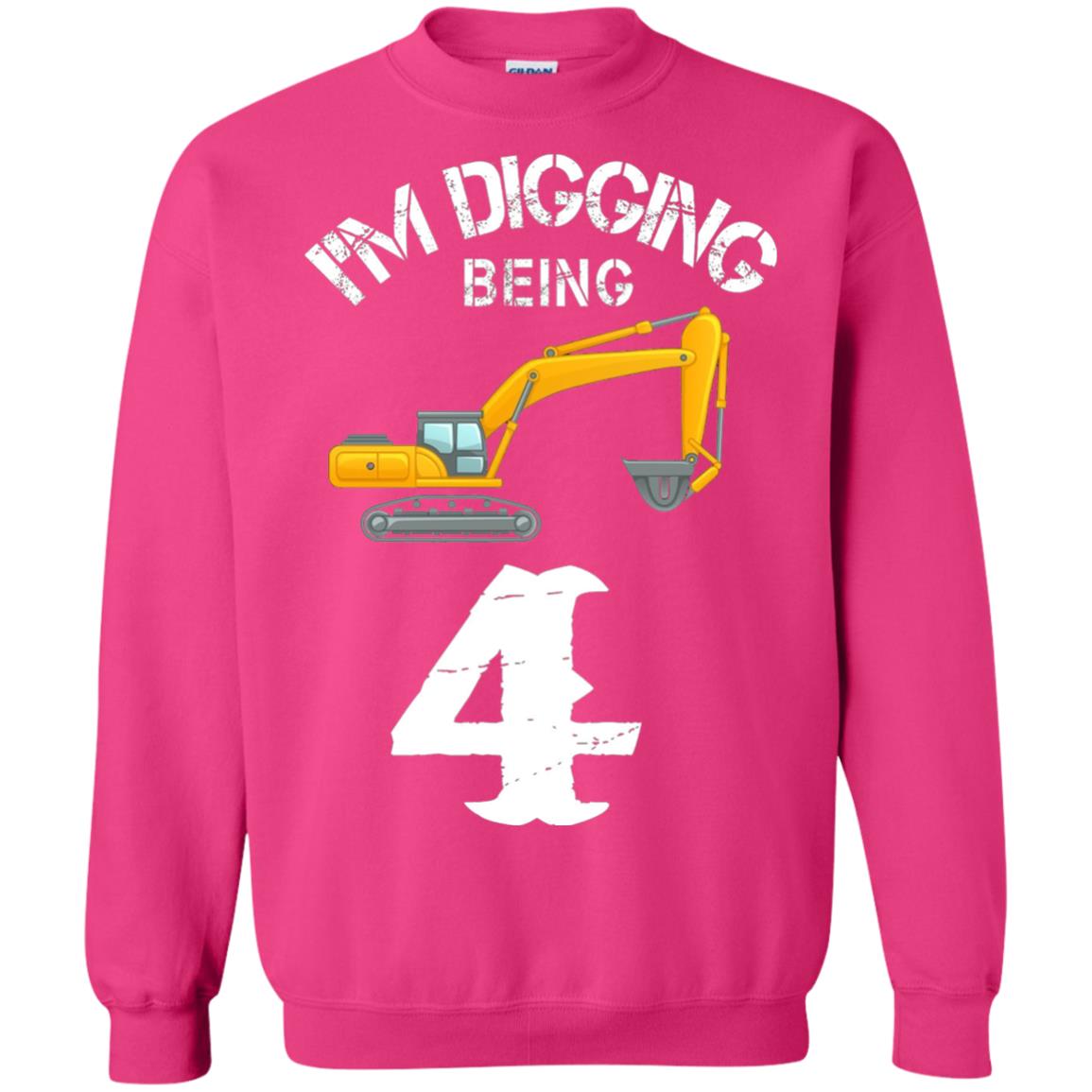 4th Birthday T-shirt I_m Digging Being 4 Birthday Heliconia