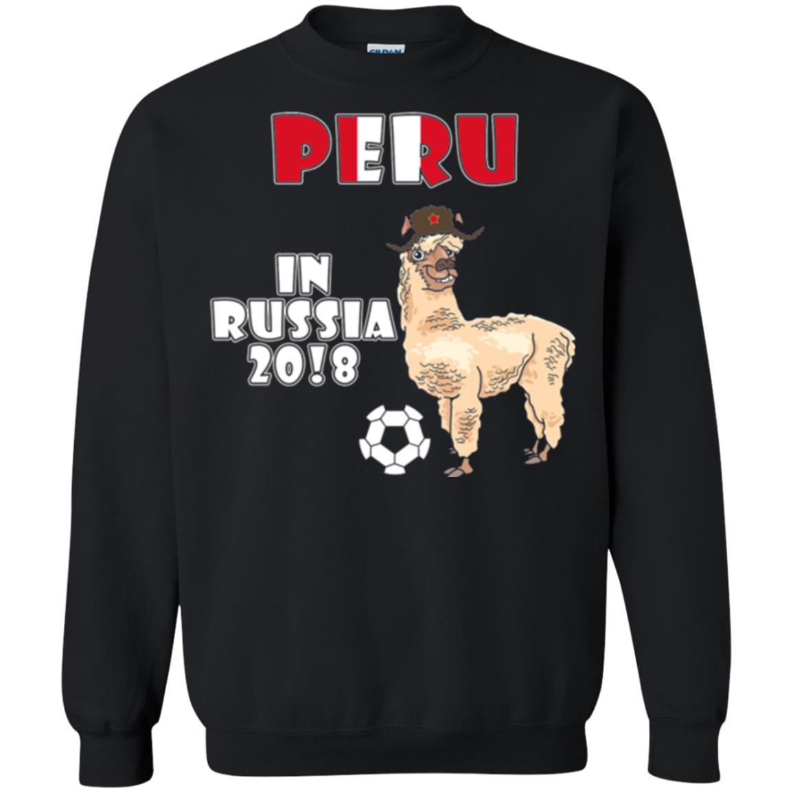 Soccer T-shirt Peru National Team Llama In Russia 2018 Cup Black