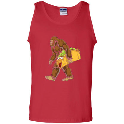 Camping T-shirt Bigfoot Sasquatch Carrying Taco Red