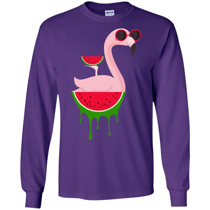 Watermelon Flamingo Funny Summer Melon Fruit Shirt Purple