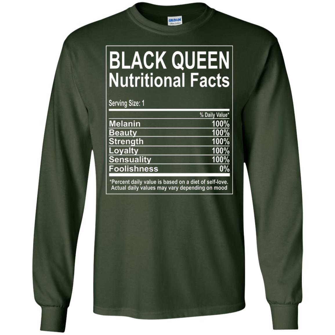 Black Queen Nutritional Facts T-shirt Self Love Forest Green
