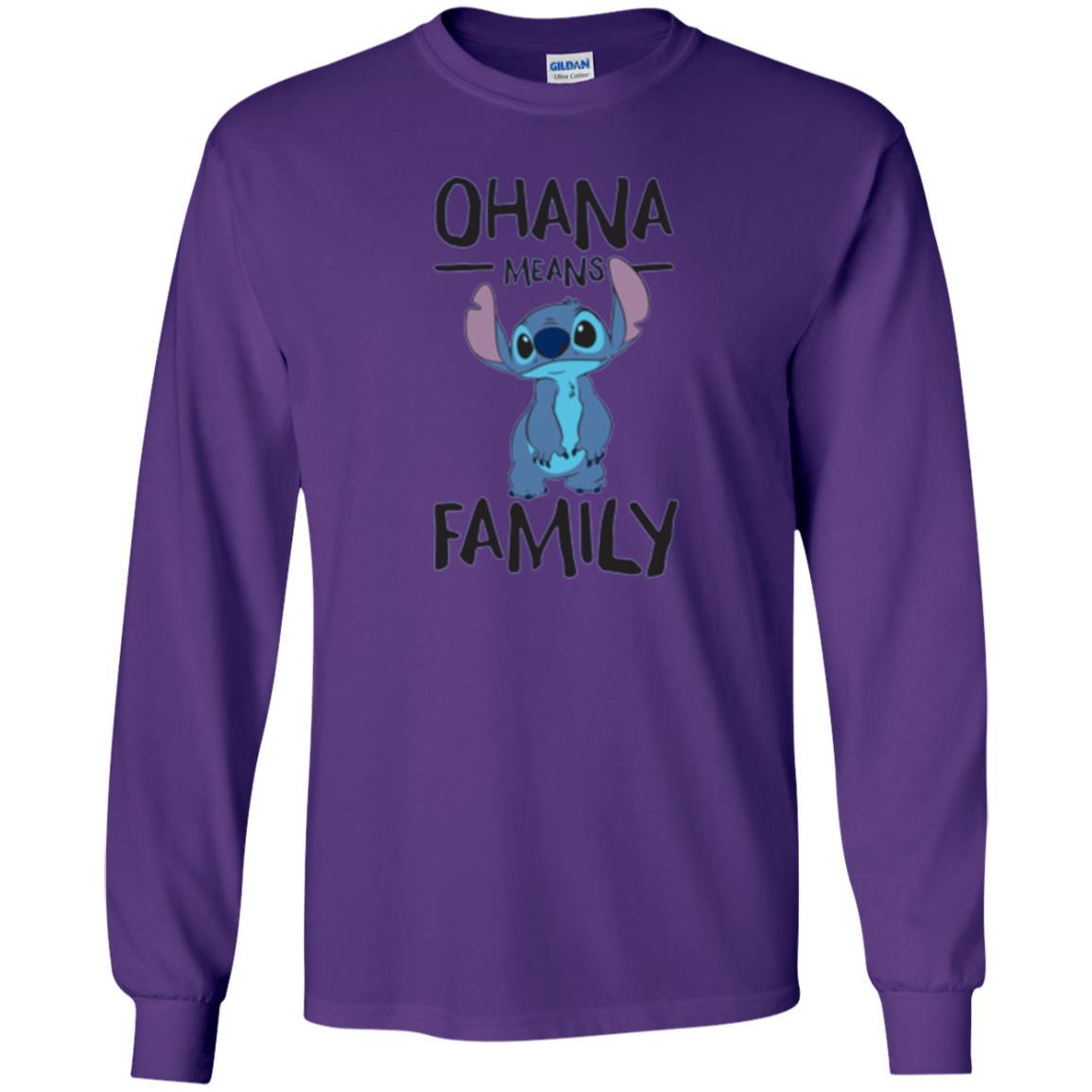 Disney Stitch T-shirt Ohana Means Family Purple