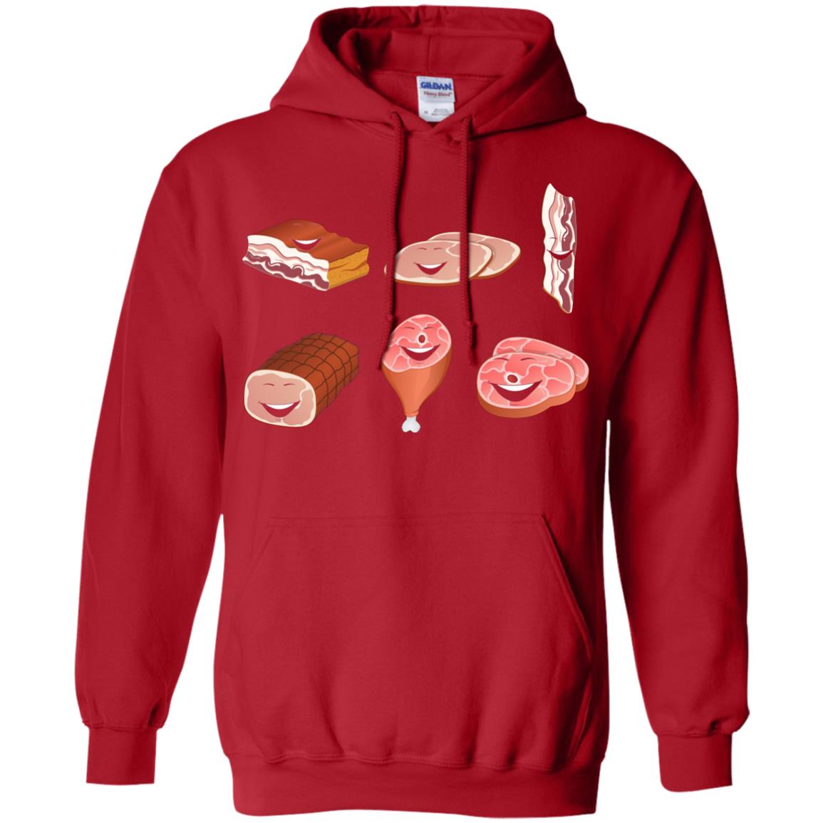 Funny Bbq T-shirt Meat Family Red