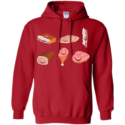 Funny Bbq T-shirt Meat Family Red