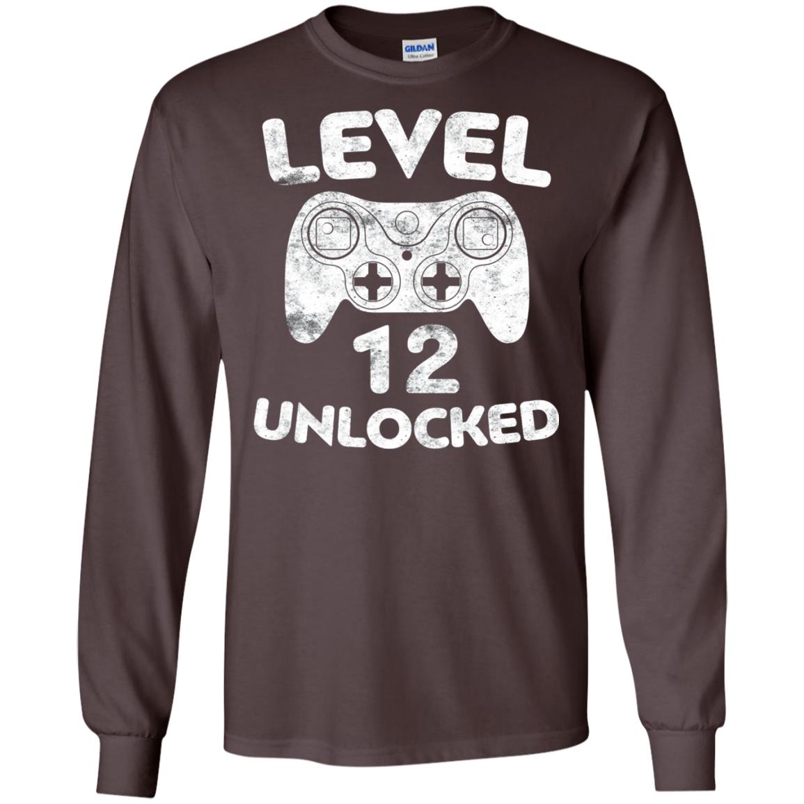Level 12 Unlocked 12th Video Gamer Birthday Shirt Dark Chocolate