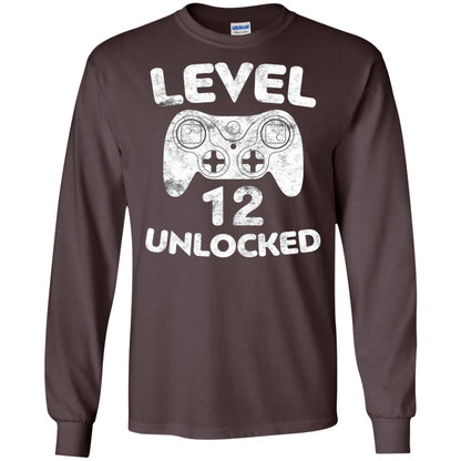 Level 12 Unlocked 12th Video Gamer Birthday Shirt Dark Chocolate