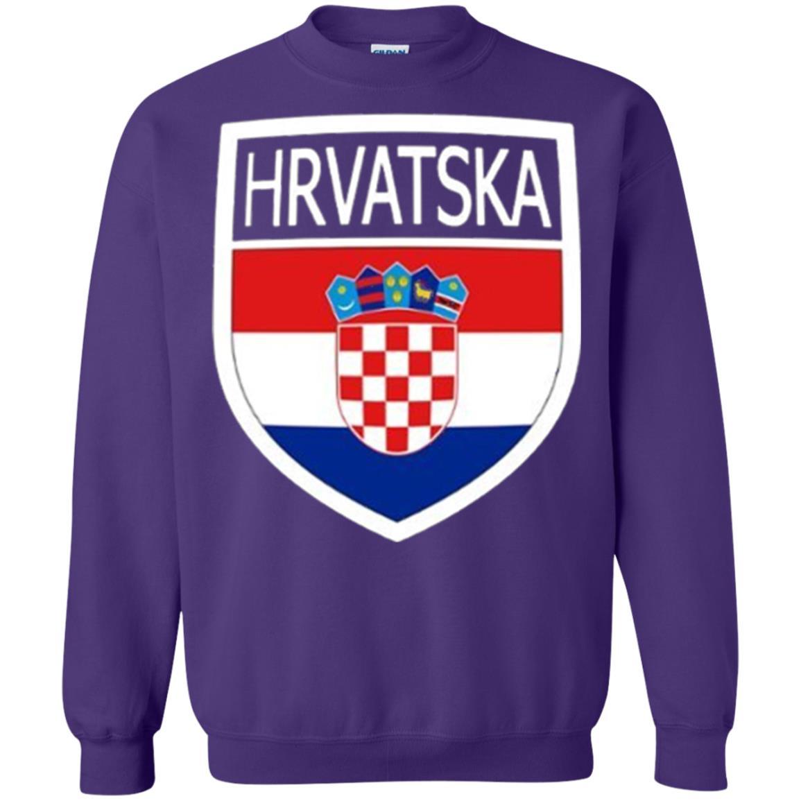 Croatia Shield T-shirt Hrvatska Patch Croatian Flag Badge Purple