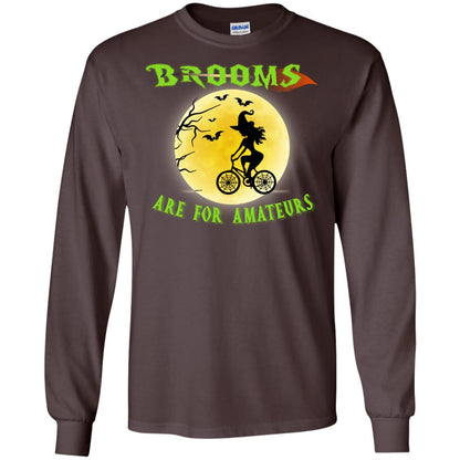Brooms Are For Amateurs Witches Ride A Bicycle Funny Halloween Shirt Dark Chocolate