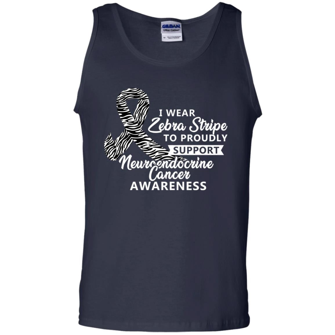I Wear Zebra Stripe To Proudly Support Neuroendocrine Cancer Awareness Shirt Navy