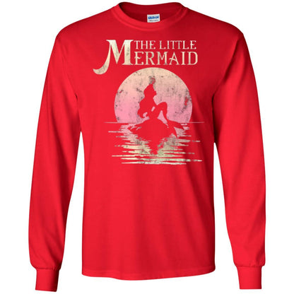 Cartoon T-shirt The Little Mermaid Ariel Rock Moon Silhouette Red