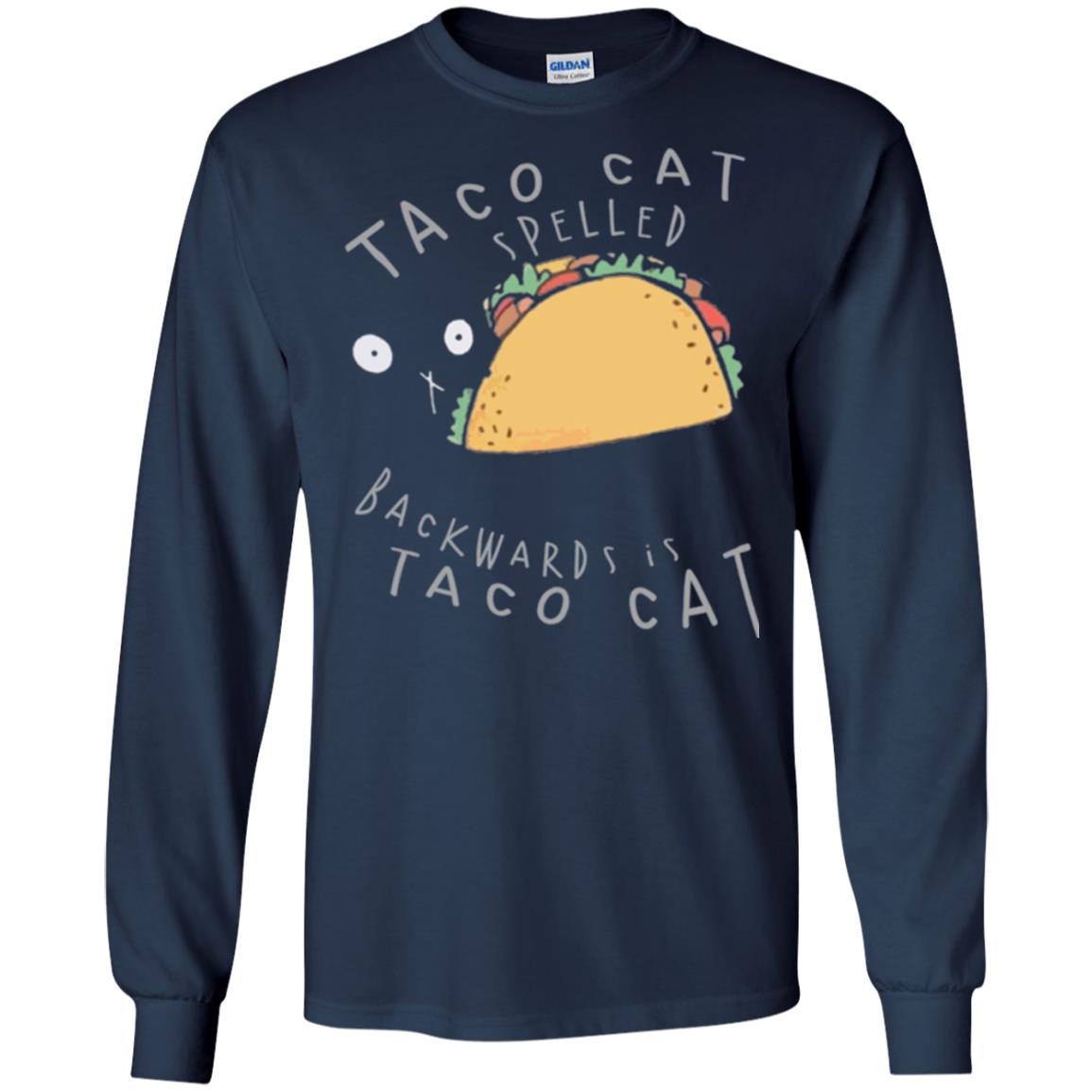 Cat Lovers T-shirt Taco Cat Spelled Backward Is Taco Cat Navy