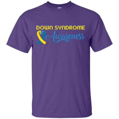 Yellow And Blue Ribbons Down Syndrome Awareness T-shirt Purple