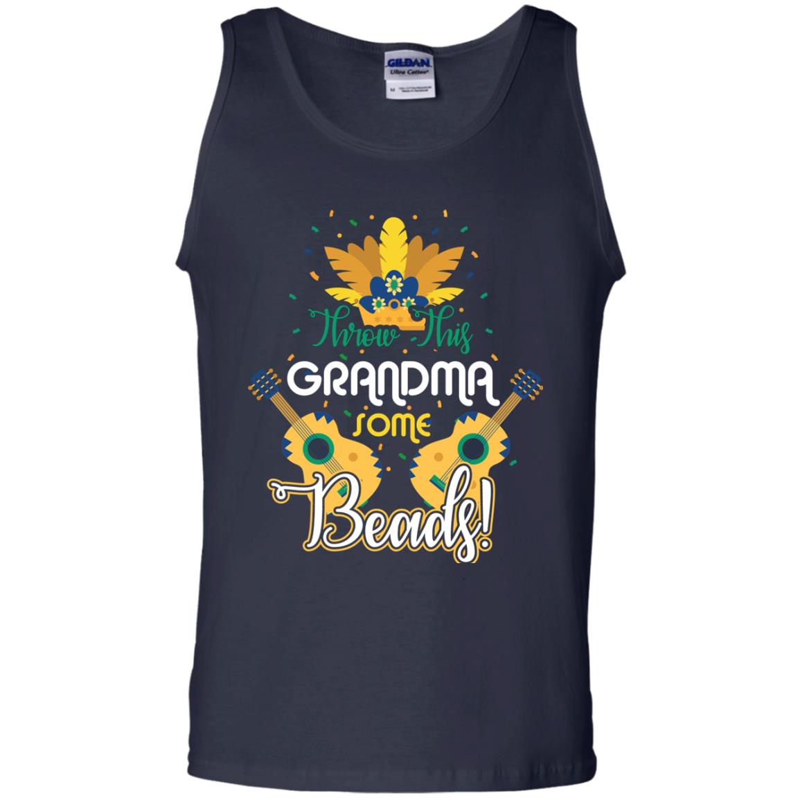 Mardi Gras T-shirt Throw This Grandma Some Beads Navy