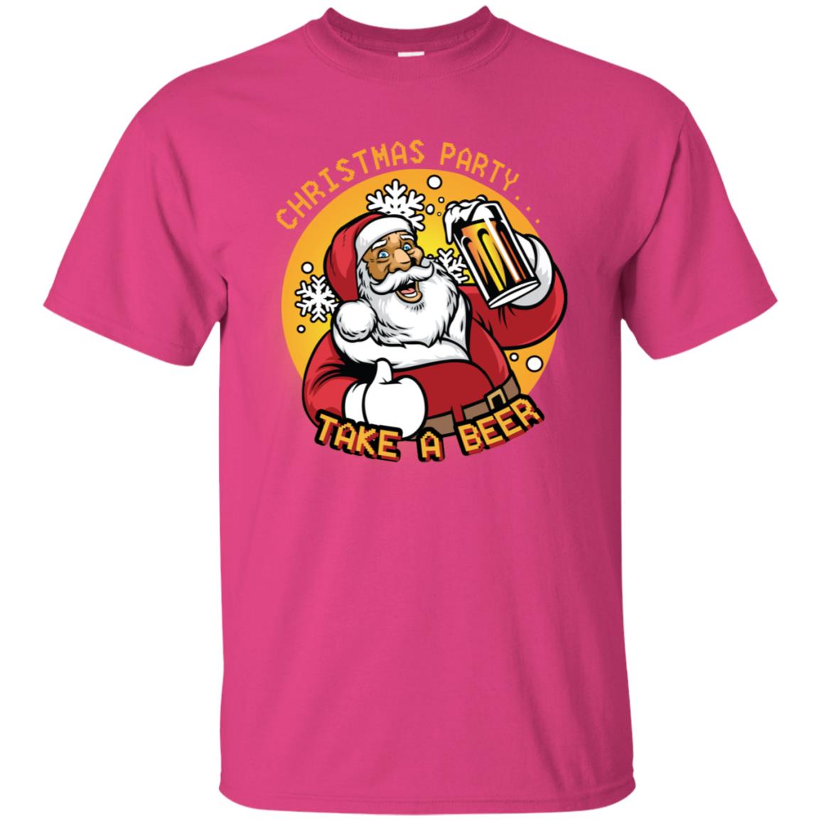 Christmas Party Take A Beer Santa X-mas Gift Shirt Heliconia