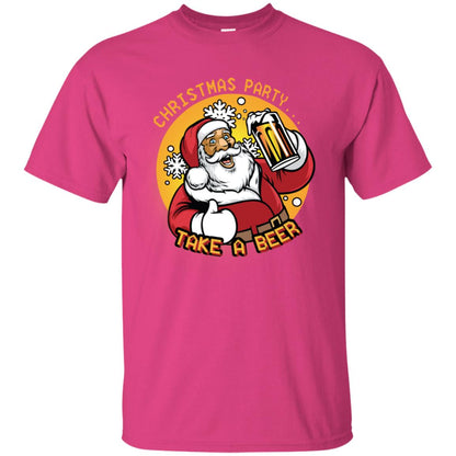 Christmas Party Take A Beer Santa X-mas Gift Shirt Heliconia