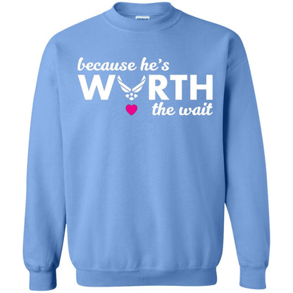 Because He Is Worth The Wait Military Wife Girlfriend T-shirt Carolina Blue