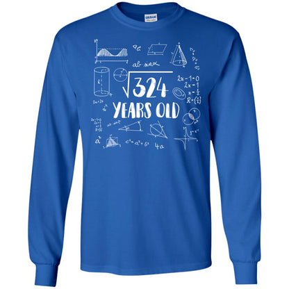 Square Root Of 324 18th Birthday 18 Years Old Math T-shirt Royal