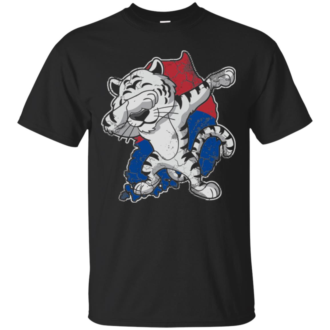 Dabbing White Tiger South Korea Flag T-shirt Black