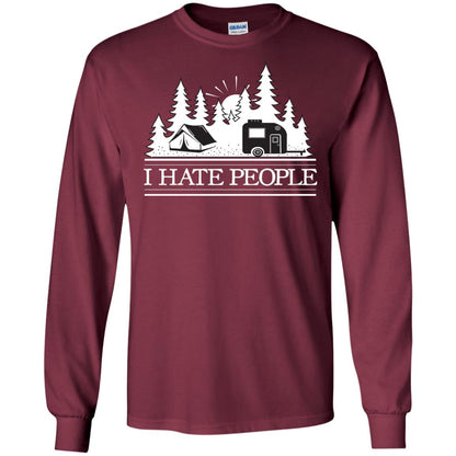 I Hate People Camping Lover Shirt Maroon