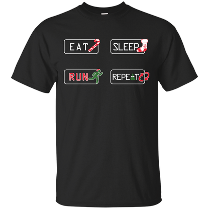 Christmas T-Shirt Eat Sleep Run Repeat Black