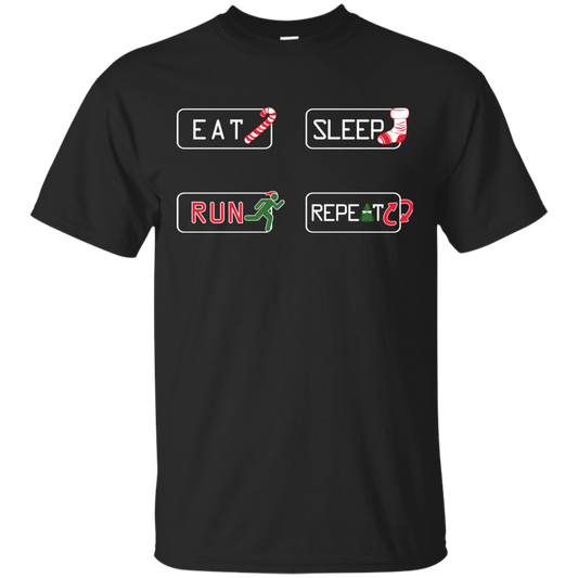 Christmas T-Shirt Eat Sleep Run Repeat Black