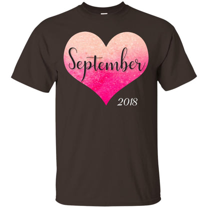 Pregnancy Reveal Announcement Party September 2018 Shirt Dark Chocolate
