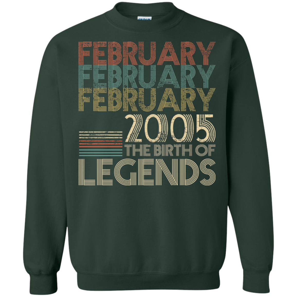 February Retro Classic Vintage 2005 The Birth Of Legends 13th Birthday T-shirt Forest Green