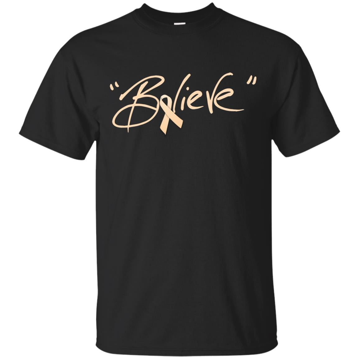 Uterine Cancer Awareness Shirt Peach Ribbon Believe Black