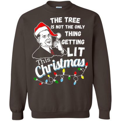Christmas T-shirt The Tree Isn_t The Only Thing Getting Lit This Christmas Dark Chocolate