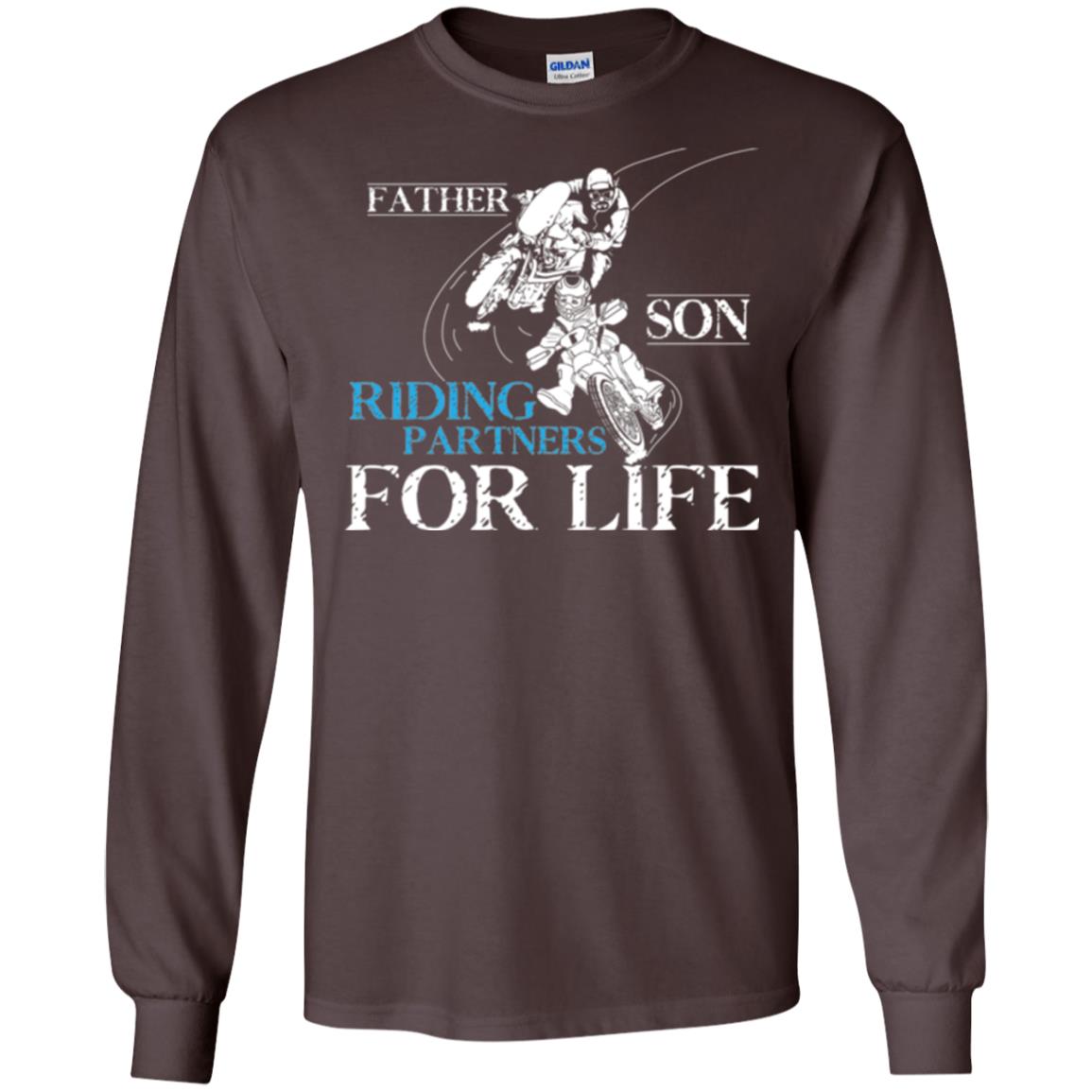 Motocross T-shirt Father Son Riding Partners For Life Dark Chocolate