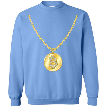 Funny Bitcoin T-shirt Gold Chain Cryptocurrency Necklace Carolina Blue