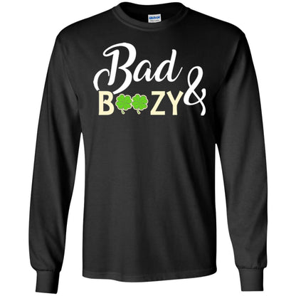 Saint Patrick's Day T-shirt Bad And Boozy Shamrock Black