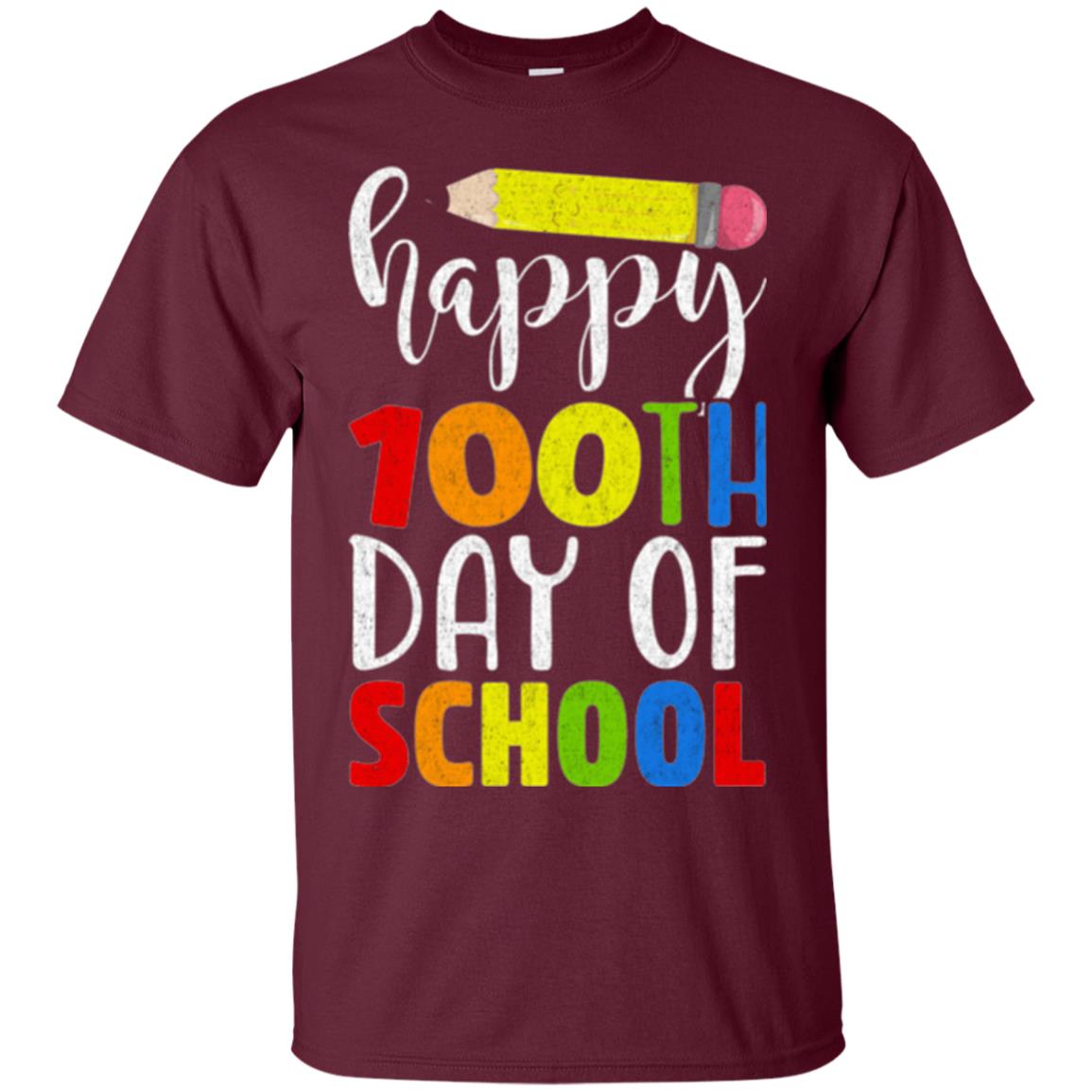 Happy 100th Day Of School Teacher T-shirt Maroon